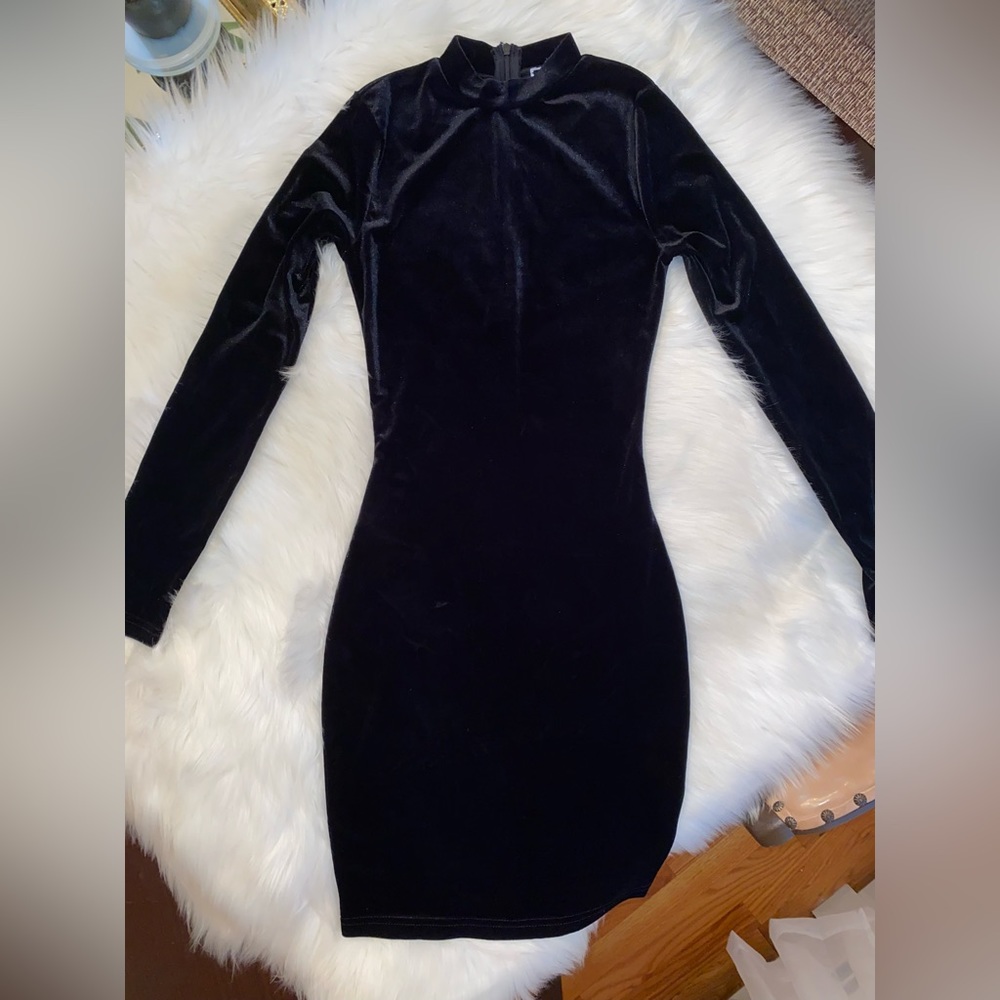 Another Story Black Velvet Mini Dress Size XS